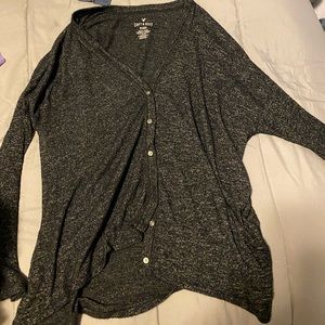 American eagle grey button up sweater